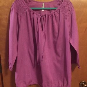 EUC OLD NAVY PEASANT TOP PUR/PINK LINEN LOOK XXL